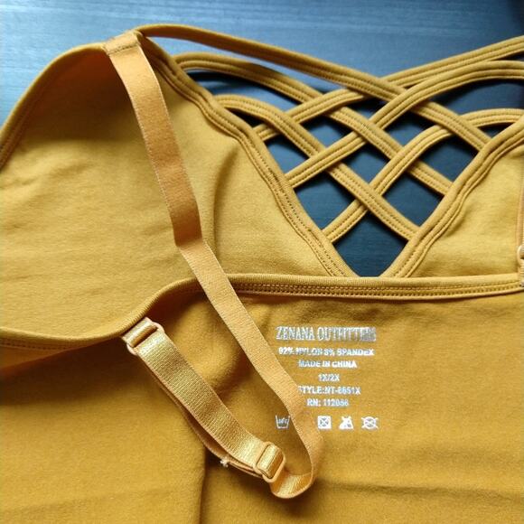 1X/2X Zenana Desert Mustard Triple Criss-Cross Cami adjustable straps plus sized - Picture 11 of 13